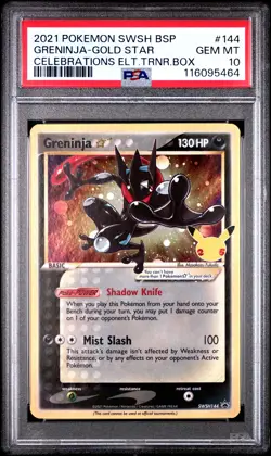 2021 POKEMON SWSH BLACK STAR PROMO #144 GRENINJA-GOLD STAR PSA 10 - Image 1