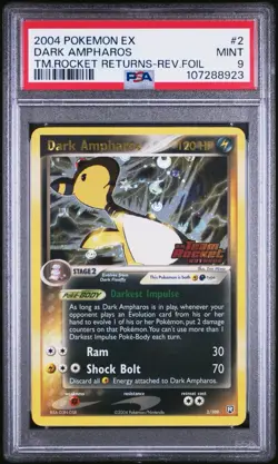 Pokemon Dark Ampharos EX Team Rocket Returns Reverse Holo Rare 2/109 PSA 9 Mint - Image 1