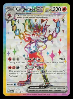 Pokemon Card - Cinderace ex Stellar Crown 157/142 Ultra Rare Full Art SV Holo - Image 1