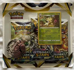 Brilliant Stars Triple Blister Pack Pokemon Card TCG New Sealed - Leafeon Promo - Image 1