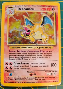 1999 Pokemon FRENCH Base Set / Set de Base - Dracaufeu Charizard Holo 4/102 Poor - Image 1