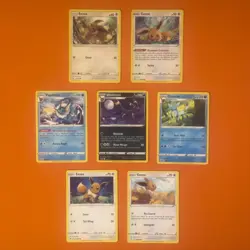 Mixed Eevee Card Lot - 7 Pokemon TCG Cards - Image 1