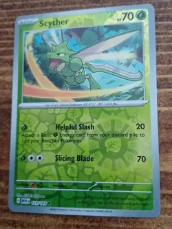 New Pokemon 151 Trading Card Scyther Rare Reverse Holo - Image 1
