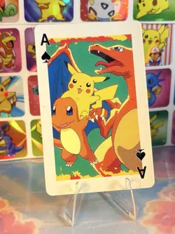 Pikachu Pokemon Vintage Playing Poker Card Charizard Nintendo - Prism Holo Back - Image 2