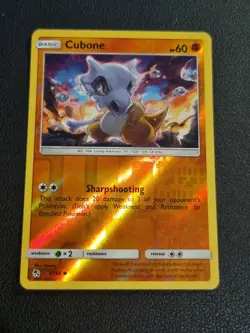 ALT REVERSE HOLO Pokemon Sun Moon Hidden Fates Card Cubone 37/68 - Image 1