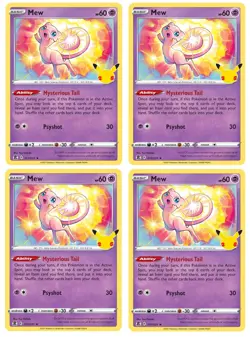 Lot of (4) Mew #11/25 Pokemon Holo Rare 2021 Celebrations 25th Anniversary Cards - Image 1