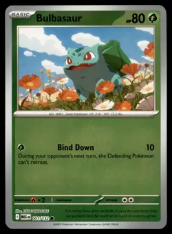 Bulbasaur 001/132 Common Mega Evolution Pokemon Reverse Holo Near Mint - Image 1