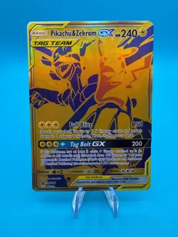 Pokemon Pikachu & Zekrom GX Tag Team SM248 Sun and Moon Gold Promo Card NM/LP - Image 1