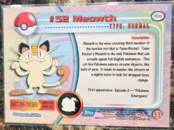 1999 Pokemon Topps Meowth 52 Ungraded NM or Better - Image 2