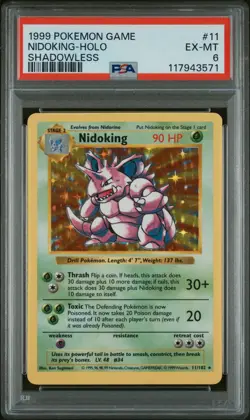 1999 Pokemon Game #11 Nidoking-Holo PSA 6 - Image 1