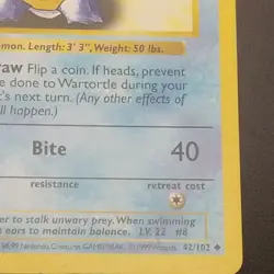 WARTORTLE 42/102 - 1st Edition SHADOWLESS - Base Set - WOTC POKEMON CARD - LP - Image 4