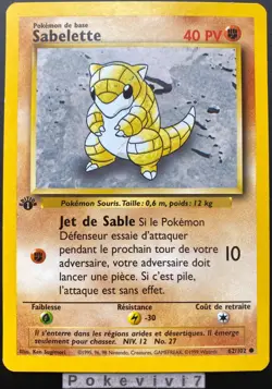 Carte Pokemon SABELETTE 62/102 Set de Base Wizards EDITION 1 FR - Image 1