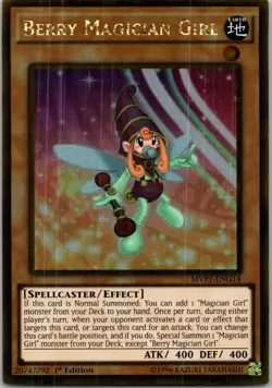Yugioh Berry Magician Girl MVP1-ENG14 1st Edition Gold Rare NM - Image 1
