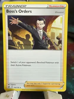 POKEMON BOSS'S ORDERS 154/192 RARE NON HOLO REBEL CLASH NM CARD - Image 1