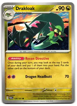 Drakloak 129/167 - Twilight Masquerade Common Pokemon TCG - M/LP Card - Image 1