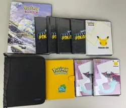 Lot of 10 Pokemon 4-Pocket Card Binders Yellow Bulbasaur Detective Pikachu - Image 1