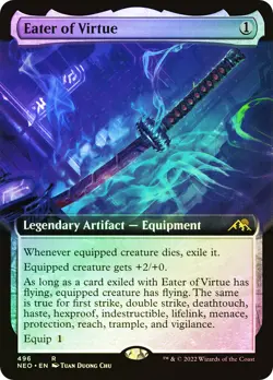 MTG FOIL Eater of Virtue Extended Art - Kamigawa: Neon Dynasty #496 - Image 1