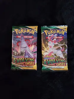 Pokemon TCG Evolving Skies Booster Pack Art Set Sealed 2 Loose Packs - Image 1