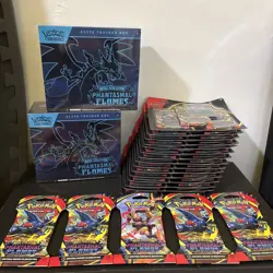 LOT OF 22 Pokemon TCG Phantasmal Flames 3-Pack Blister + Sleeved Pack + ETB - Image 1