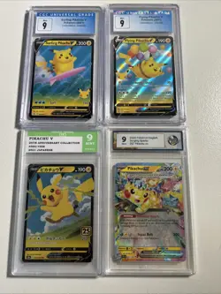 Graded Pikachu Pokemon Card Bundle All Grade 9 Surging Sparks 25th Anniversary - Image 1