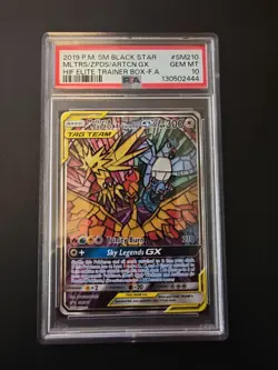 PSA 10 Moltres Zapdos Articuno GX SM210 Black Star Promo Pokemon Hidden Fates - Image 1