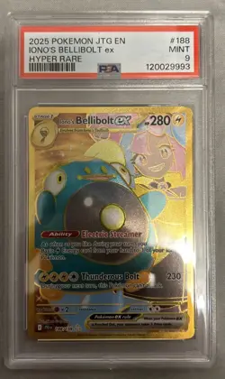 Ionos Bellibolt EX 188/159 Gold Hyper Rare Pokemon Card Journey Together PSA 9 - Image 1