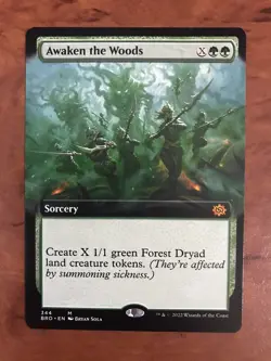 Awaken the Woods Full Art Extended Borderless MTG Magic Card NM Brothers War BRO - Image 1
