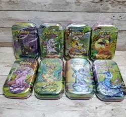 Pokemon Prismatic Evolutions Mini Tins FULL ART SET of 8 Eeveelutions Sealed - Image 1