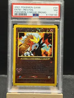 Entei 34 Reverse Holo 2001 Pokemon 3 Movie Promo PSA 7 NM - Image 1