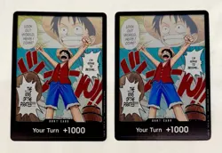 2022 One Piece - Don!! Alt Art Luffy Romance Dawn English OP01 Foil Cards (2x) - Image 1