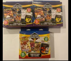 Lot Of 3 Pokemon Mystery Power Box 2 Booster Packs 65 Sleeves Portfolio NEW 728192545894 - Image 1