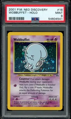 Pokemon Neo Discovery Wobbuffet 16/75 Holo Rare PSA 9 - Image 1