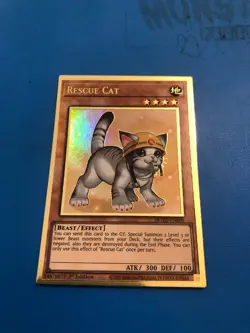 YUGIOH Gold Rare Rescue Cat MGED-EN006 1st Edition - Image 1