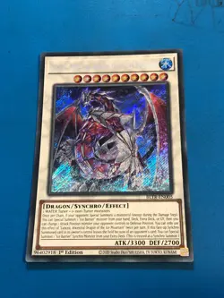 YUGIOH Secret Rare Lancea, Ancestral Dragon Of The Ice Mountain BLTR-EN005 1st - Image 1