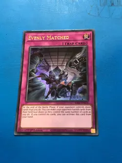 YUGIOH Ultra Rare Evenly Matched DUPO-EN099/RA01-EN074 1st Edition - Image 1