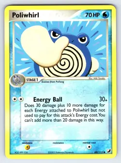 Poliwhirl 68/115 2005 EX Unseen Forces Pokemon Card TCG Nintendo Rare - Nm/Vlp - Image 1