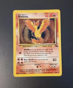 Moltres Pokemon Card Holo WOTC 12/62 Fossil Set Rare Vintage 1999 Original - Image 2