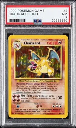 1999 POKEMON BASE SET UNLIMITED #4 CHARIZARD-HOLO PSA 7 - Image 1