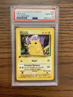 Pokemon 1st Edition Base Set French Pikachu 58/102 PSA 10 Gem Mint - Image 1