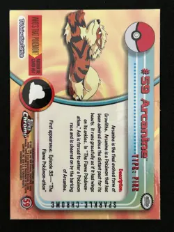 Arcanine 59 Sparkle Holo Rare Topps Chrome Pokemon Vintage 2000 VHTF - Image 2