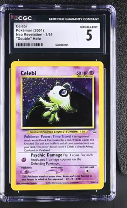 CGC 5 Celebi 2001 Neo Revelation 3/64 Double Holo Pokemon Card - Image 1