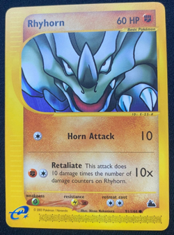 Pokemon Card Rhyhorn 91/144 common 2003 Skyridge (NM/LP) - Image 1