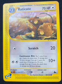 Pokemon Card Raticate 89/144 common 2003 Skyridge LP - Image 1