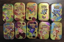 EMPTY Pokemon 151 Mini Tin Set of 10 w/ Energy Coins & Art Cards - NO PACKS - Image 1