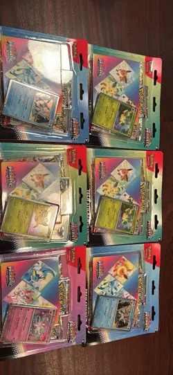 (Set of 6) Pokemon TCG Prismatic Evolutions Tech Sticker Collection New Sealed - Image 2
