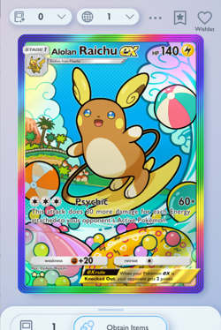 Pokemon TCG POCKET - Alolan Raichu Rainbow Rare 2⭐, Celestial Guardians, English - Image 3