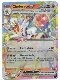 Cinderace ex 028/142 Sv07: Stellar Crown Holo Double Rare Pokemon TCG - NM - Image 1