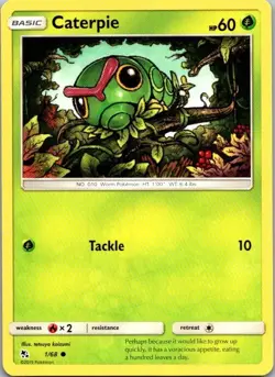 Pokemon Hidden Fates Caterpie Common Card 1/68 NM - Image 1