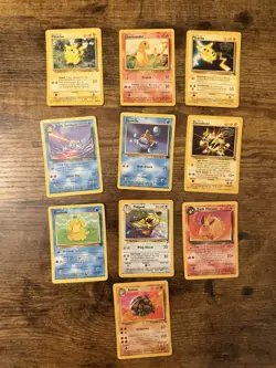 10 Vintage Pokemon Card Lot Base Set Team Rocket Pikachu Charmander Pidgeot - Image 1