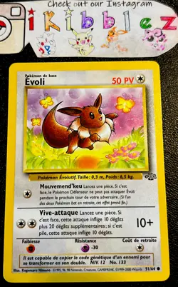 French Eevee Evoli 51/64 NM Non Holo Vintage Jungle Pokemon Card! - Image 1